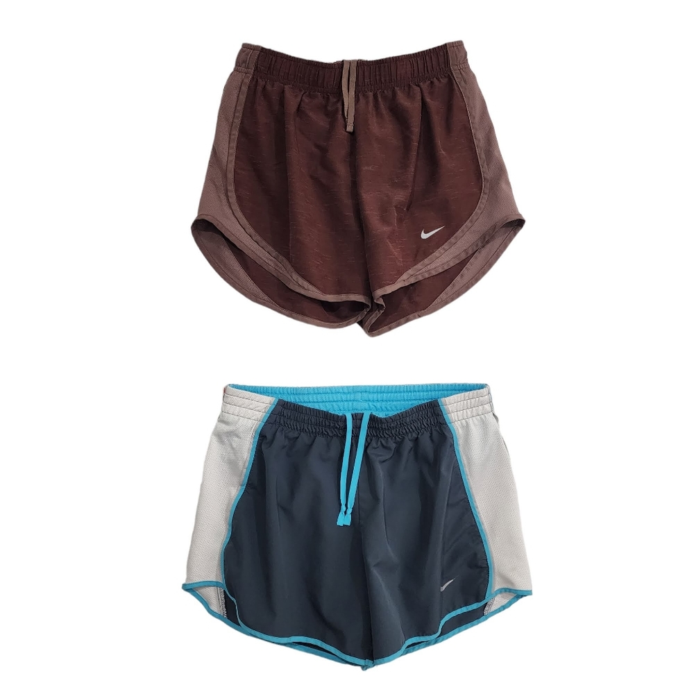 2 Nike DriFit Lined Running Shorts Performance Pull On Stretch Waist Bundle